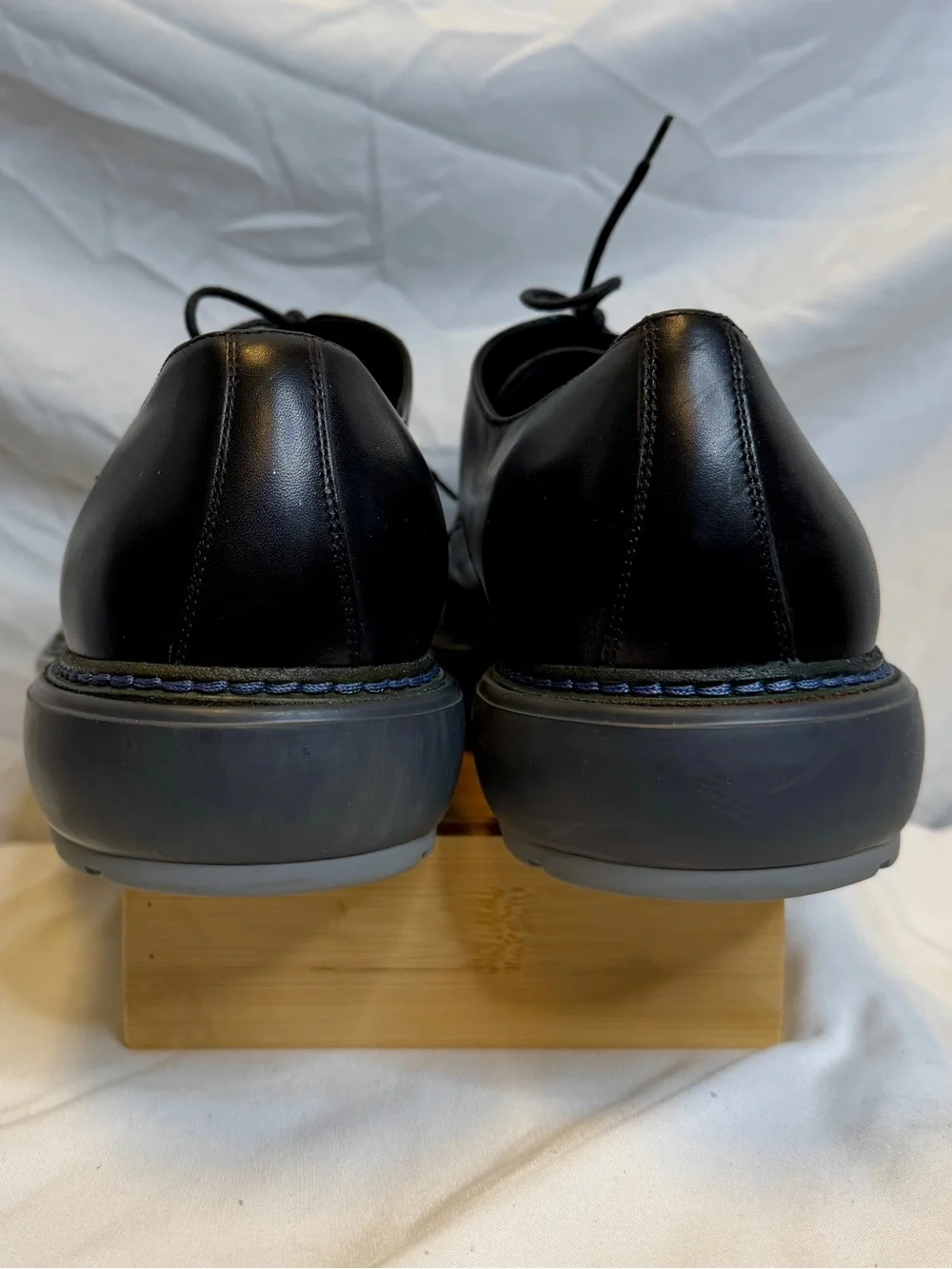 SALVATORE FERRAGAMO Men’s Black Leather Gray Platform Lace-up Oxford Shoes SZ 13
